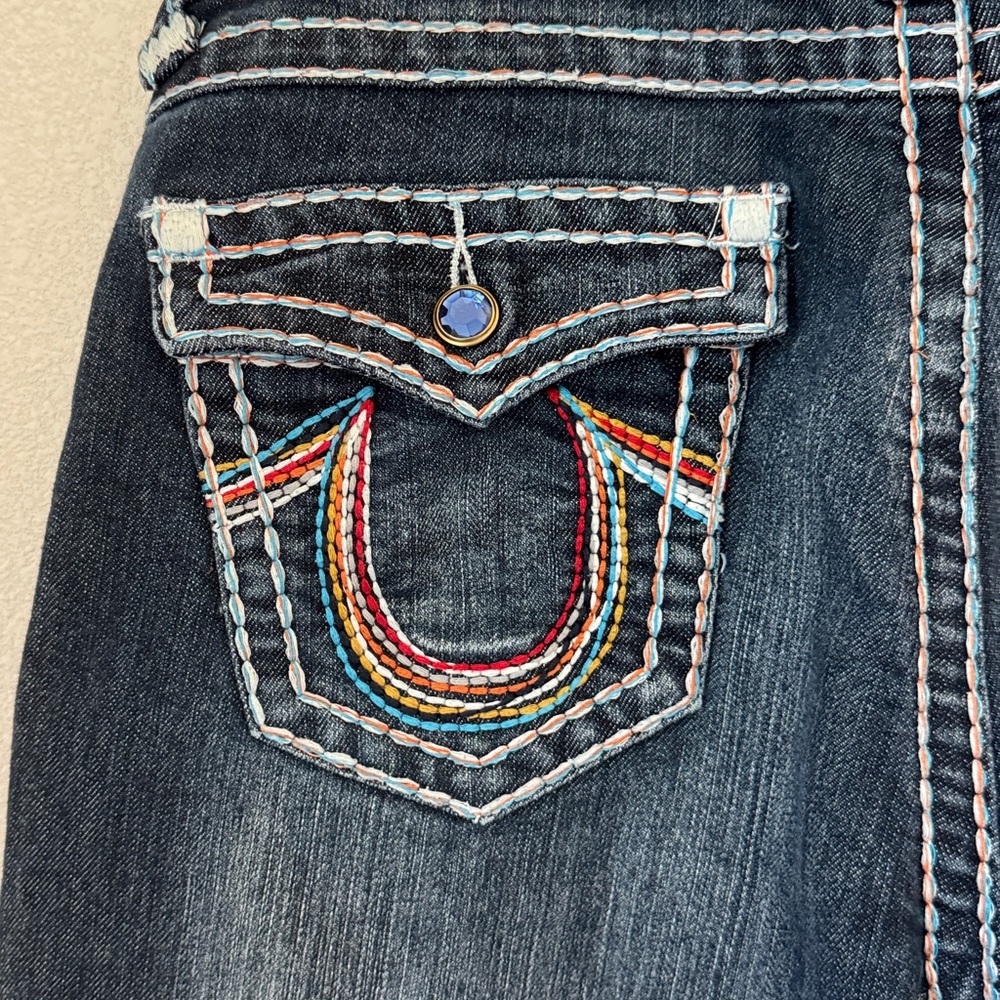 TRUE RELIGION JOEY SUPER T Jeans size 31x33 Multicolored Stitching Beautiful